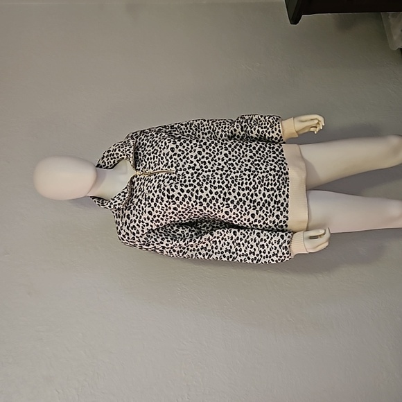 LOFT Cheetah Leopard Print High Collar Zipper Heavyweight Pullover Sweater - Picture 2 of 7